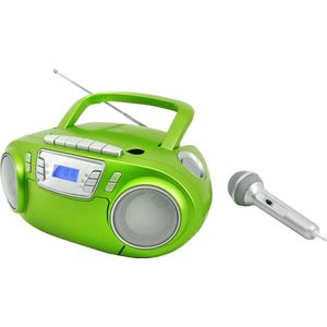 Soundmaster SCD5800GR - Boombox met FM-radi - Cassettespele - CD en Externe Microfoo - Groen