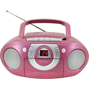 Soundmaster SCD5100PI - Boombox met FM-radio en Cassettespele - Roze