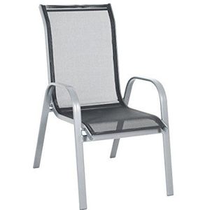 greemotion Aluminium stoel Prag - Outdoor Zitplaatsen - Zwarte Stoel Bistro Stoel voor Tuin, Patio, Balkon of Terras Gebruik - Stapelstoel - Tuinmeubilair