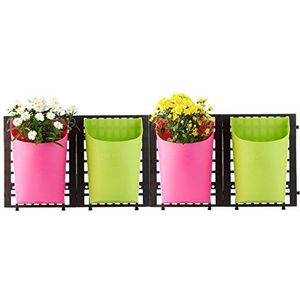 Greemotion wandplantenpotten in groen/roze, horizontaal, rechthoekig, bloempot van kunststof, vorstbestendig, plantenbak om op te hangen