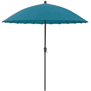 greemotion Parasol Sicile Ø 270 cm grote parasol met UV50+ zonwering met zwengel, antraciet/petrol