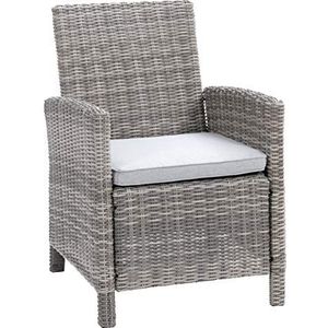 greemotion Polyrattan Fauteuil Malia, Tuinfauteuil met Kussen, ca. 65 x 90 x 59 cm Grijs