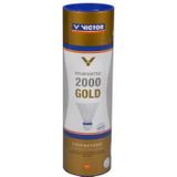 VICTOR Nylon Shuttle 2000 Gold Badminton Stuurwiel, 6 stuks, Wit / Blauw