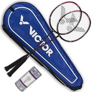 VICTOR Badminton Ultramate 8 racketset 2 x Ultramate 8 rackets 3 volants nylon 1000 1 x thermobag