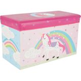 Bieco - Opbergbox - Eenhoorn - Gepolsterde Deksel - Compact Op Te Vouwen