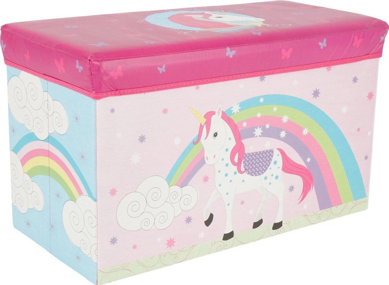Bieco - Opbergbox - Eenhoorn - Gepolsterde Deksel - Compact Op Te Vouwen