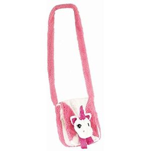 Bieco kleuterschooltas met eenhoornmotief, schoudertas met klittenbandsluiting, pluche tas voor kinderen, kindersporttas, 19 cm, wit/roze