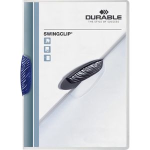 Durable 226007 klemmap Swingclip, PP, tot 30 vel A4, clip donkerblauw, verpakking van 25 stuks