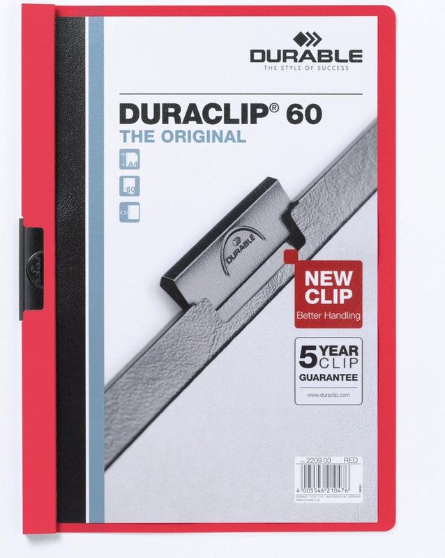 Klemmap durable duraclip a4 6mm 60v rd | 25 stuks