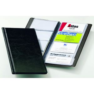 Visitenkartenbuch visifix® 96 11,5 x 25,3 cm (b x h) 90 x 57 mm (b x h) 96 Karten Graukarton/PVC schwarz 12 Hüllen