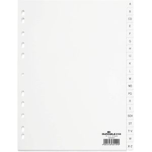 Durable 616801 nummerregister (polypropyleen, A4Index A-Z, universele perforatie), 1 stuk, wit