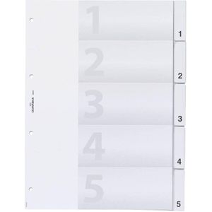 DURABLE Ordnerregister Vollformat 1-5 transparent 5-teilig, 1 Satz