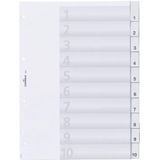 DURABLE Ordnerregister Vollformat 1-10 transparent 10-teilig, 1 Satz