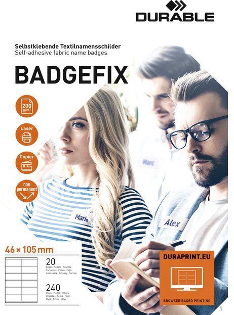 Badgefix - 46 x 105 mm - Zelfklevende Naamkaartjes - Wit - 240 Stuks