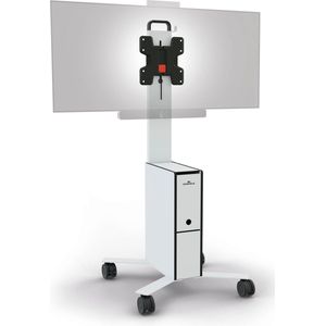 Duurzame 370202 verrijdbare tv-trolley COWORKSATION®, voor tv/monitors 19-43 inch, 3 vakken, wit