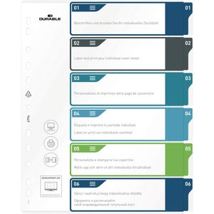 Durable 679427, Leerer Registerindex, Polypropylen (PP), Mehrfarbig, Porträt, A4+, 0.27 mm