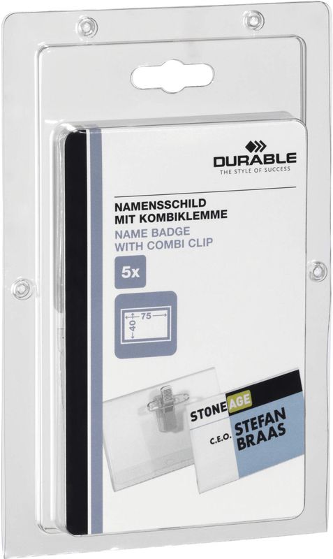 DURABLE Namensschilder transparent 7.5 cm x 4 cm