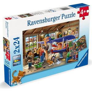 Kinderpuzzle 2x24 Teile - Eisenbahn- und Flugzeugservice