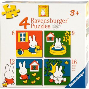 Ravensburger - Nijntje - Kinderpuzzel - 4 Puzzels - 6+9+12+16 Stukjes