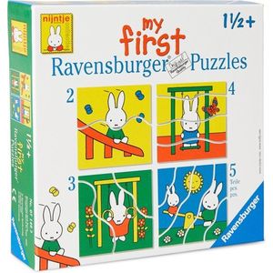 Ravensburger - Nijntje My First Puzzels - Kinderpuzzel - 4 Kartonnen Puzzels - 2 3 4 5 Stukjes