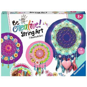 Ravensburger 18235 String Art Maxi: Dreamcatcher, String Art knutselset voor kinderen vanaf 8 jaar, creatieve droomdrager met leds