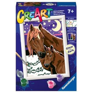 Ravensburger - CreArt Serie E Classic: Maan en sterren paarden, schilderset op nummer, bevat een voorgedrukte plank, kwast, kleuren en accessoires, creatief spel voor jongens en meisjes vanaf 7 jaar