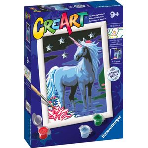 Ravensburger - CreArt E-serie Classic : magische eenhoorn, schilderset op nummer, bevat een voorgedrukte plank, kwast, kleuren en accessoires, creatief spel voor jongens en meisjes van 9+ jaar