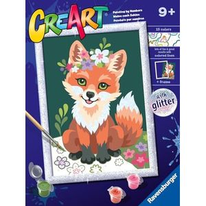 Ravensburger - CreArt D Serie Classic: vos met bloemen, schilderset op nummer, bevat een voorgedrukte plank, kwast, kleuren en accessoires, creatief spel voor jongens en meisjes van 9+ jaar