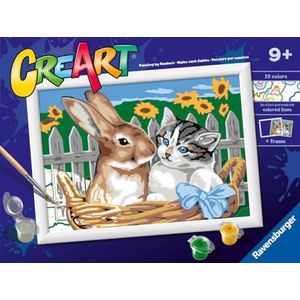 Ravensburger - CreArt D Series Classic: Vrienden in mand, schilderset op nummer, bevat een voorgedrukte plank, kwast, kleuren en accessoires, creatief spel voor jongens en meisjes van 9+ jaar