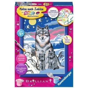 Ravensburger Schilderen op nummer 27784 - schattige wolfsfamilie - kinderen vanaf 9 jaar: met glitterstenen om te versieren!