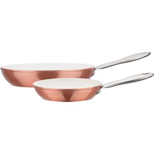 GSW Pfannen-Set "Kupfer-Bronze", Aluminium, (Set, 2 tlg., 1x Bratpfanne Ø 20 cm- H. 4,3 cm, 1x Bratpfanne Ø 28 cm - H. 5,4 cm), Induktion