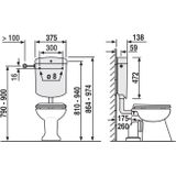 Reservoir Laaghangend Plieger Ruhr Dual Flush 3,5-6/9l Instelbaar Wit