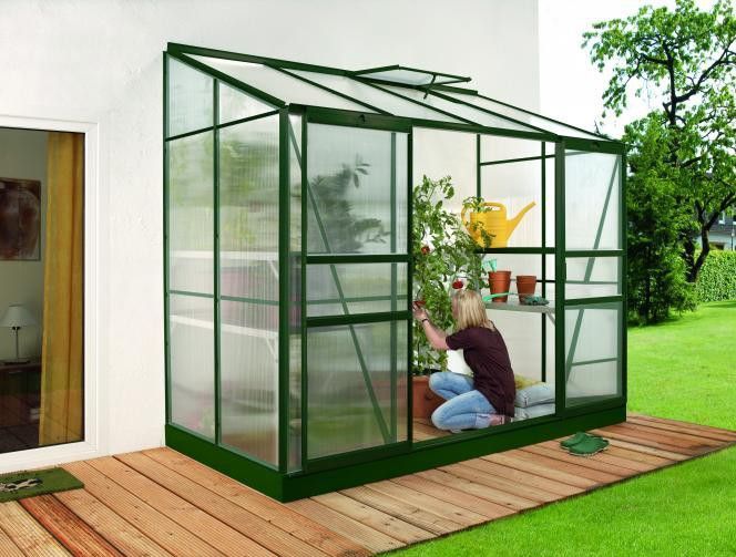 Anlehn-Gewächshaus 'Ida 3300' smaragd grün 3,3 m² 4 mm hkp - Vitavia