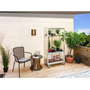 Vitavia Balkonkas Polis 350 Geanodiseerd Aluminium Met Beglazing Van Gehard Veiligheidsglas + Basis Op Wieltjes 81x43x156/166cm
