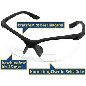 Lettura Bifocal veiligheidsbril, brilsterkte 3,0 dpt, kleurloos/zwart, vanaf 50 stuks