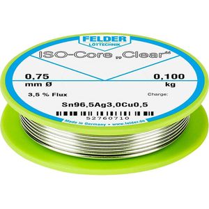 Felder Löttechnik ISO-Core Clear SAC305 Soldeertin Spoel Sn96,5Ag3Cu0,5 0.100 kg 0.75 mm