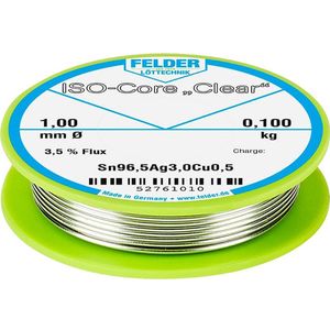 Felder Löttechnik ISO-Core Clear SAC305 Soldeertin Spoel Sn96,5Ag3Cu0,5 0.100 kg 1 mm