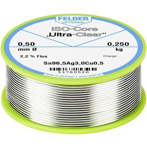 Felder Löttechnik ISO-Core Ultra Clear SAC305 Soldeertin Spoel Sn96,5Ag3Cu0,5 0.250 kg 0.5 mm