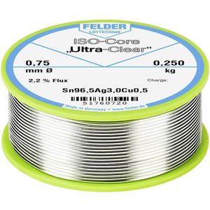 Felder Löttechnik ISO-Core Ultra Clear SAC305 Soldeertin Spoel Sn96,5Ag3Cu0,5 0.250 kg 0.75 mm
