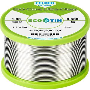 Felder Löttechnik - Felder ISO-Core 'Ultra Clear' SAC305 Lötzinn Spule Sn96,5Ag3Cu0,5 0.500 kg 1 mm