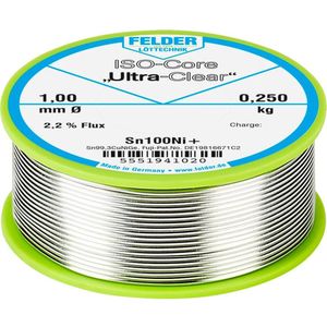 Felder ISO-Core Ultra-Clear Sn100Ni+ Soldeertin, loodvrij Spoel Sn99,25Cu0,7Ni0,05 0.250 kg 1 mm