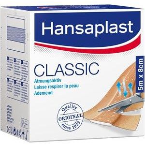 Hansaplast Classic pleister, 1 m x 6 cm, op maat te snijden wondpleisters per meter, met extra sterke kleefkracht, flexibele en ademende hechtpleister