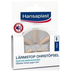 Hansaplast Geluidsstop oordopjes (6 stuks), zachte gehoorbescherming, ideaal om te slapen en te ontspannen, oordopjes verminderen geluiden met 33 dB