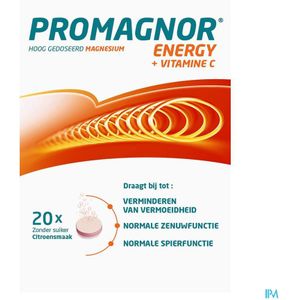 Promagnor - Energy - Bruistabletten - 20 Stuks - Magnesium en Vitamine C