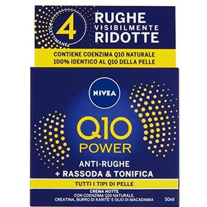 NIVEA Q10 Power Nachtcrème voor gezicht, 50 ml, anti-aging gezichtscrème voor 24 uur vocht, anti-rimpel crème met creatine en co-enzym Q10