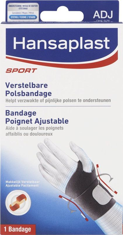 Hansaplast Verstelbare Neopreen Polsbandage Zwart - Voor Linker- of Rechterpols