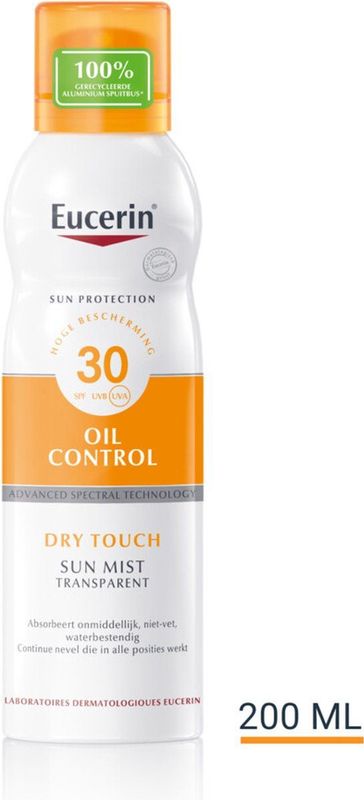 Eucerin - Sun Oil Control Mist - Transparant - SPF 30 - 12 x 200 ml - Voordeelverpakking