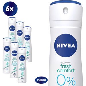 NIVEA Fresh Comfort Aluminium free - 6 x 150 ml - Deodorant Spray