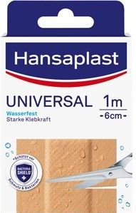 Hansaplast Universele pleister (1 m x 6 cm), vuil- en waterafstotende wondpleisters, op maat te snijden bestratingsrol met sterke kleefkracht & Bacteria Shield