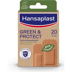 Hansaplast Green & Protect (20 strepen), biologisch afbreekbare plakverbanden, wondpleisters van natuurlijke vezels, extra sterke wondcompressen